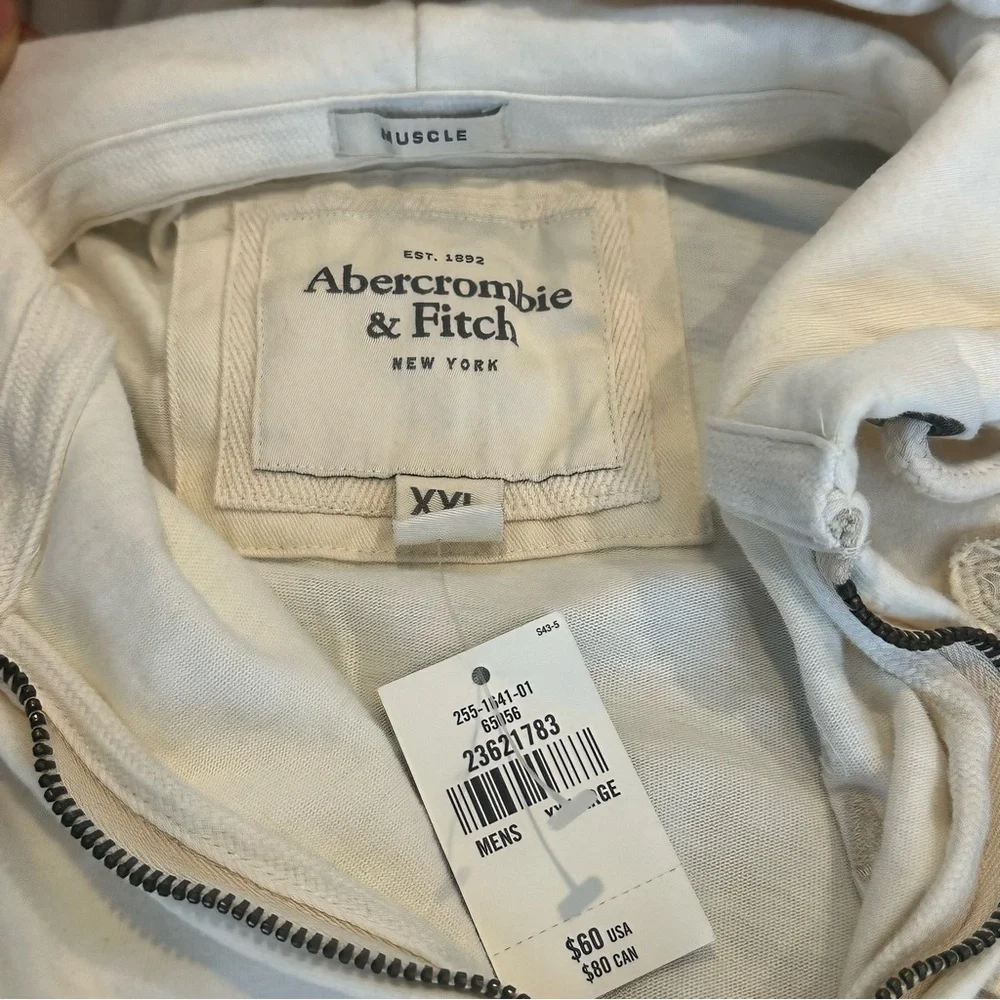 Vintage‎ y2k Abercrombie and Fitch Muscle Sweatshirt Full Zip Hoodie Size 2XL NY